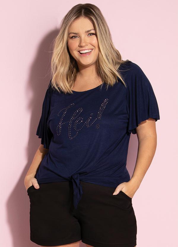 Quintess - Blusa Marinho com Aplique e Nó na Frente 6