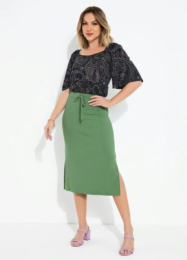 Rovitex - Blusa Marinho com Elástico na Cintura Rovitex 4