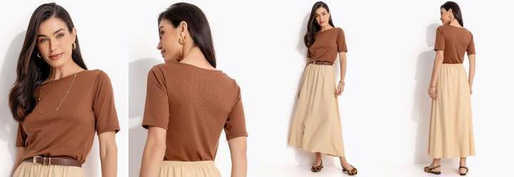 Blusa Marrom Amendoado em Canelado