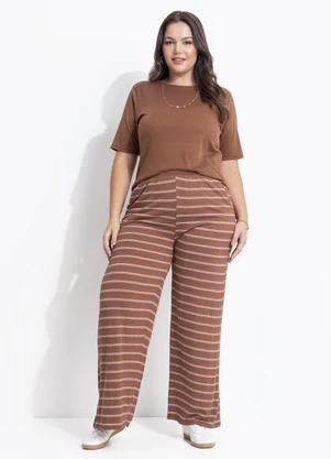 Quintess - Blusa Marrom Amendoado em Malha Canelada - QUINTESS