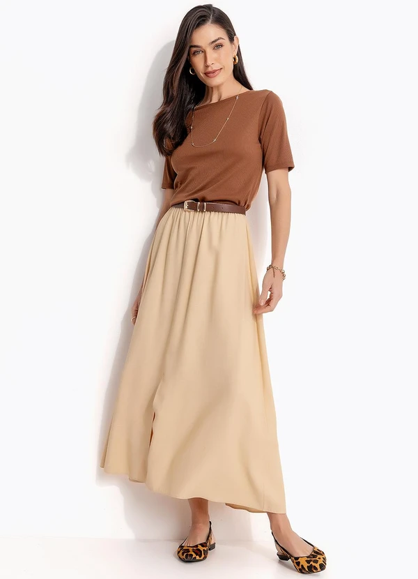 Quintess - Blusa Marrom Amendoado em Malha Canelada 3