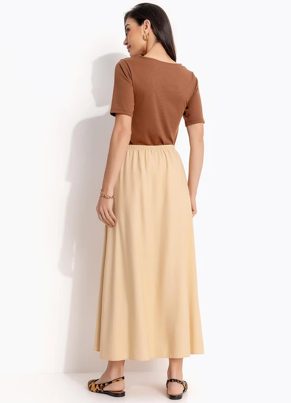 Quintess - Blusa Marrom Amendoado em Malha Canelada 4