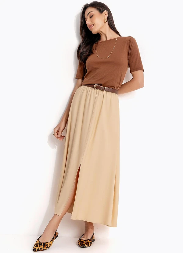 Quintess - Blusa Marrom Amendoado em Malha Canelada 5