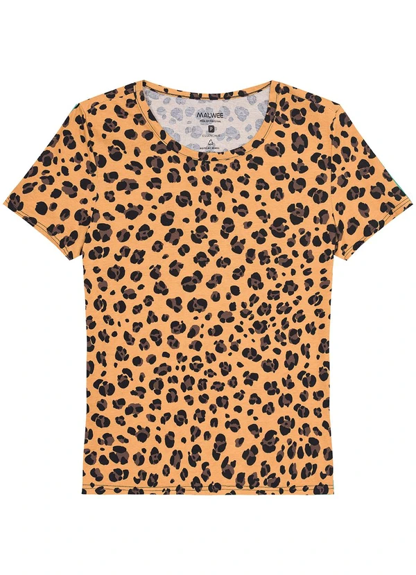 Malwee - Blusa Marrom Animal Print em Meia Malha