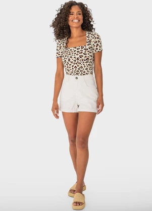 Malwee - Blusa Marrom Animal Print Justa - MALWEE