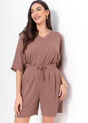 Blusa (Marrom Claro) em Crepe de Viscose