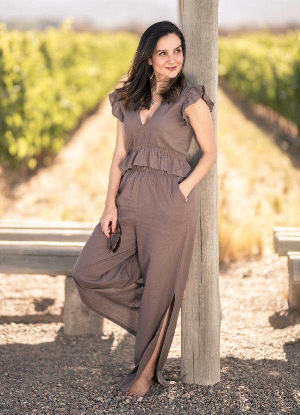 Quintess - Blusa Marrom com Manguinhas de Babados 10