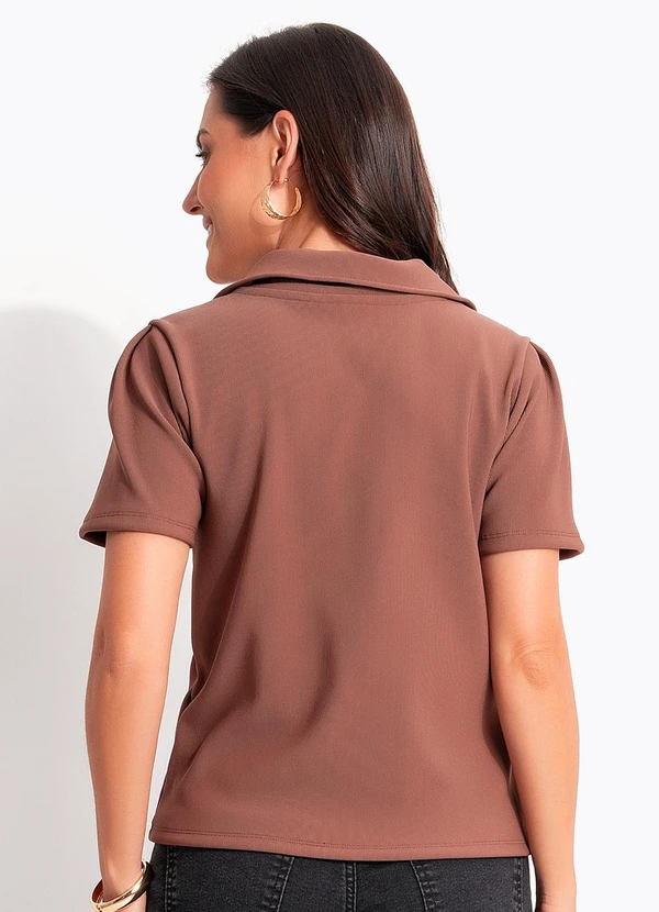 Quintess - Blusa Marrom em Malha Canelada 2