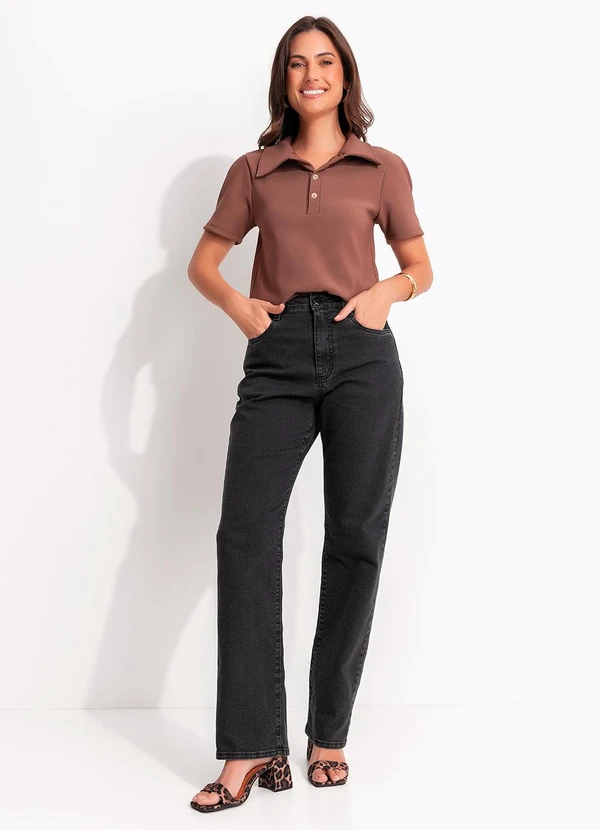 Quintess - Blusa Marrom em Malha Canelada 3