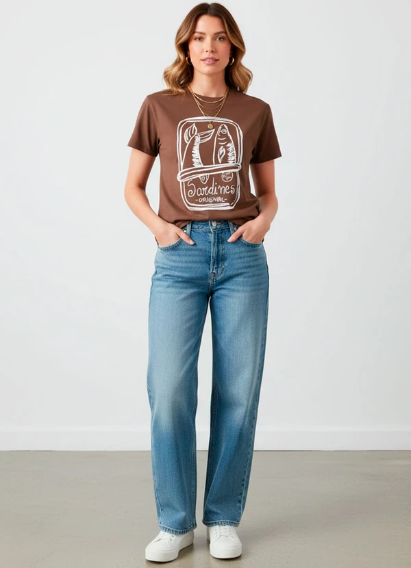 Quintess - Blusa Marrom em Malha de Algodão Penteado 8