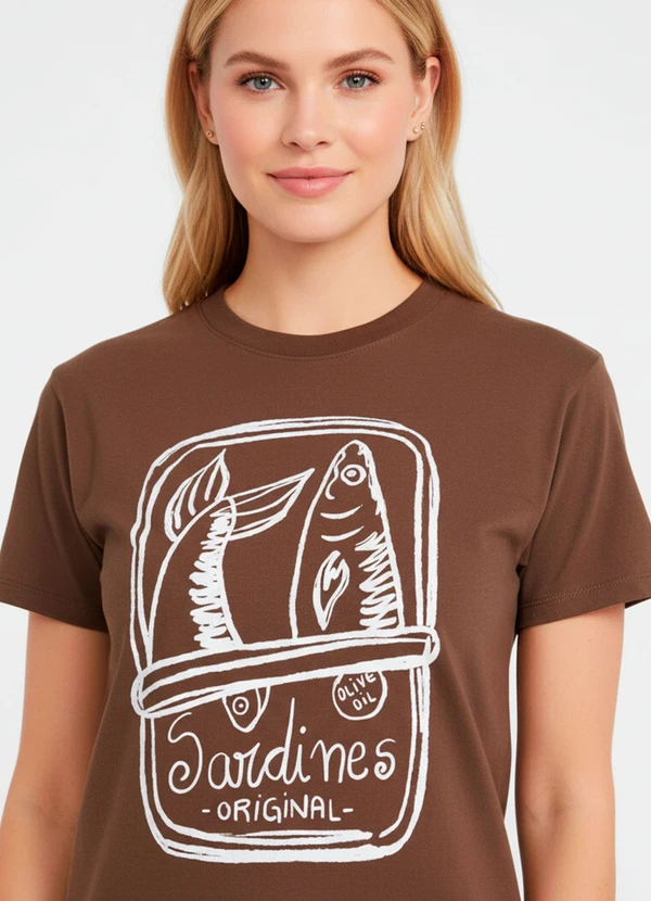 Quintess - Blusa Marrom em Malha de Algodão Penteado 10