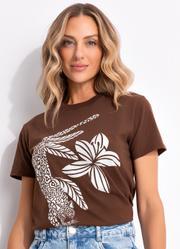 Blusa Marrom em Malha de Algodo Penteado