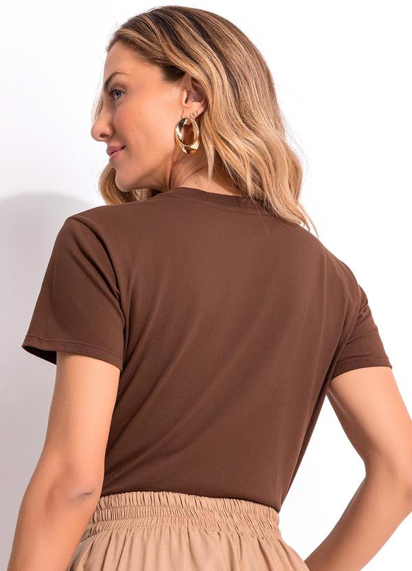 Quintess - Blusa Marrom em Malha de Algodão Penteado 2