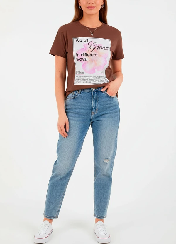 Quintess - Blusa Marrom em Malha de Algodão Penteado 10