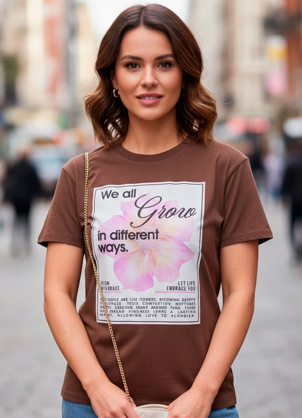 Quintess - Blusa Marrom em Malha de Algodão Penteado 4