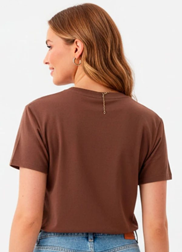 Quintess - Blusa Marrom em Malha de Algodão Penteado 5