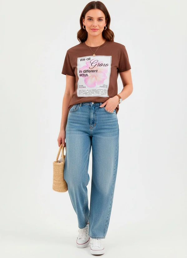 Quintess - Blusa Marrom em Malha de Algodão Penteado 8