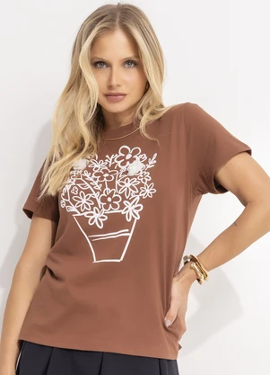 Bimini - Blusa Marrom em Malha de Algodão - BIMINI