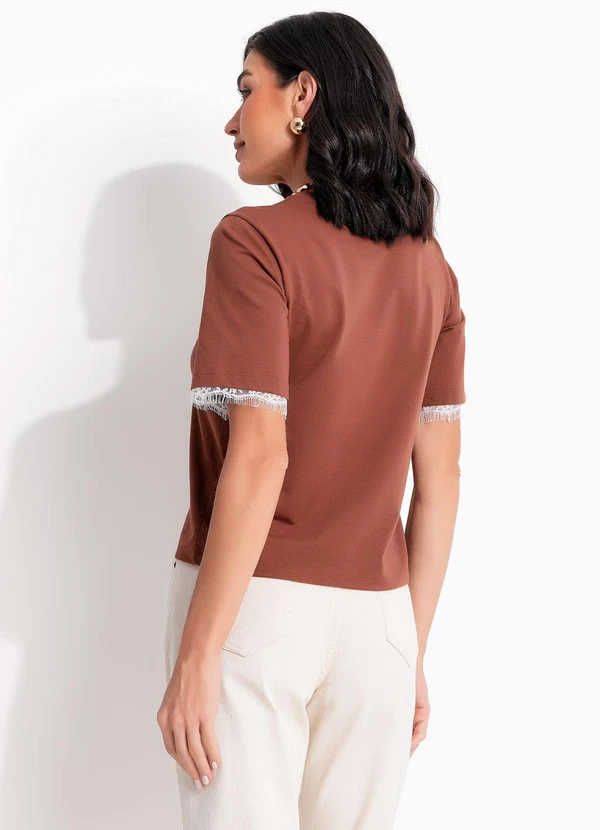 Quintess - Blusa Marrom em Malha de Algodão 3