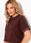 Blusa Marrom em Malha de Algod�o