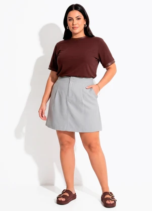 Quintess - Blusa Marrom em Malha de Algodão - QUINTESS