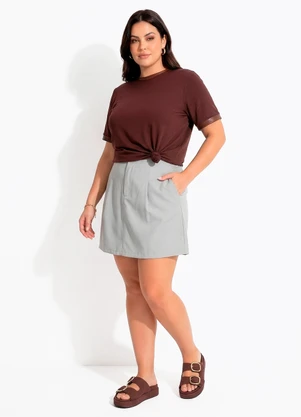 Quintess - Blusa Marrom em Malha de Algodão - QUINTESS
