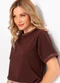 Quintess - Blusa Marrom em Malha de Algodão - variação: Marrom