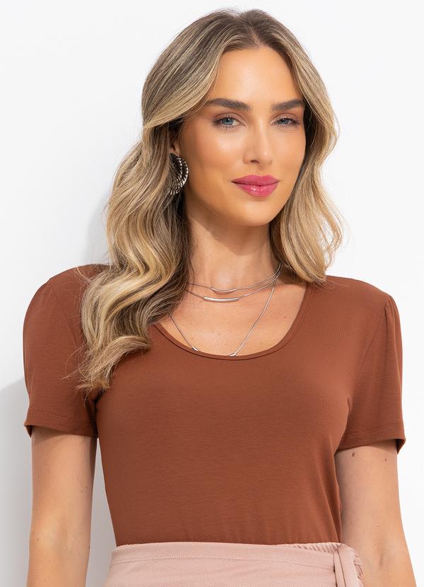 Bimini - Blusa Marrom em Malha de Viscose