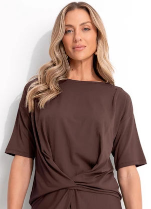 Quintess - Blusa Marrom em Malha de Viscose - QUINTESS