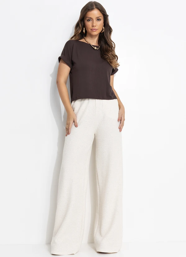 Quintess - Blusa Marrom em Malha de Viscose