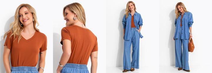 Blusa Marrom em Malha de Viscose