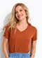 Quintess - Blusa Folhagem Orgânica em Malha de Viscose Crep - variação: Marrom