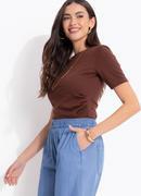 Blusa marrom em malha interlock