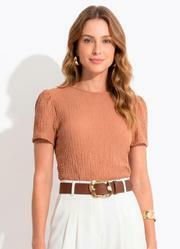 Blusa Marrom em Malha Texturizada