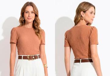 Blusa Marrom em Malha Texturizada