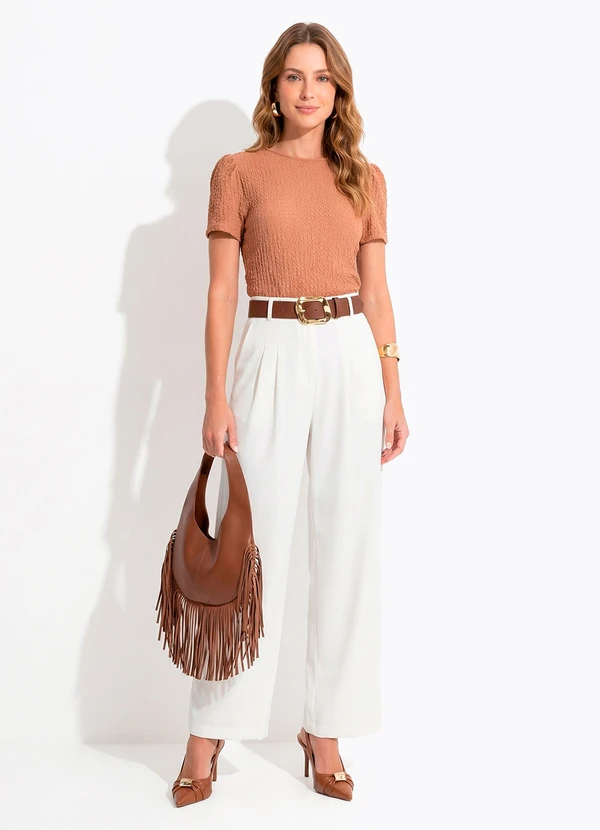 Quintess - Blusa Marrom em Malha Texturizada 3