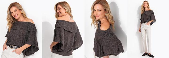 Blusa Marrom em Malha Tricot Angor�