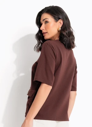 Quintess - Blusa Marrom em Moletinho - QUINTESS