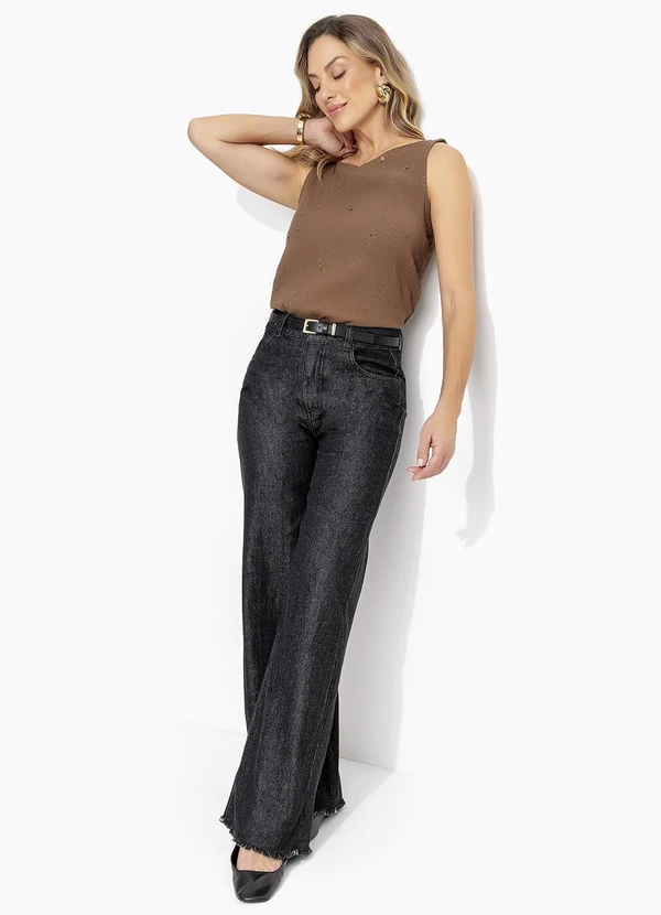 Quintess - Blusa Marrom em Tecido Laise 6