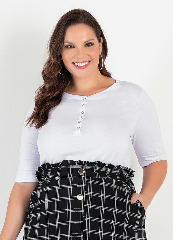 Outlet - Blusa Meia Manga com Peitilho Branca 10