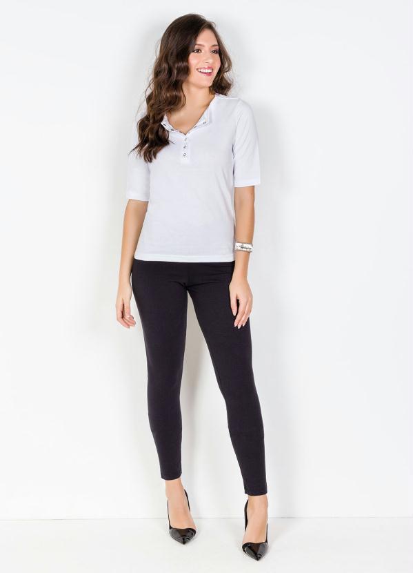 Outlet - Blusa Meia Manga com Peitilho Branca 3