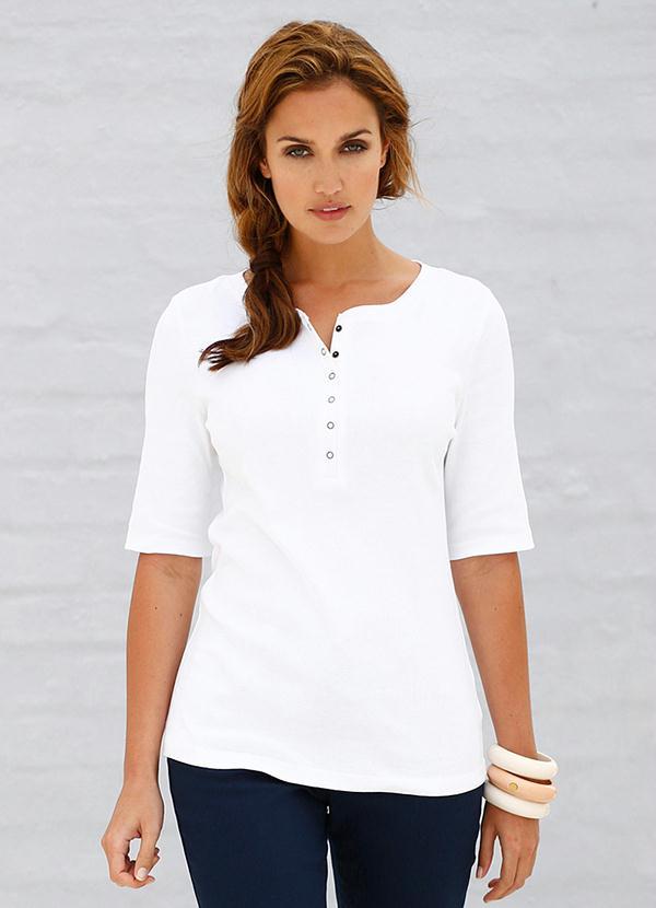 Outlet - Blusa Meia Manga com Peitilho Branca 5