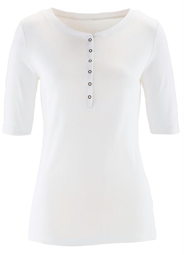 Outlet - Blusa Meia Manga com Peitilho Branca 9