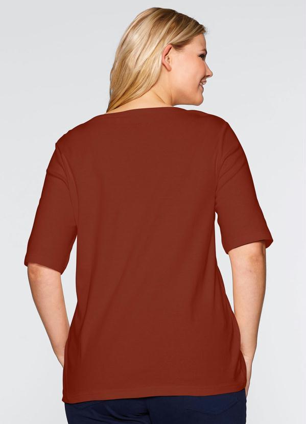 bonprix - Blusa Meia Manga com Peitilho Ferrugem 5
