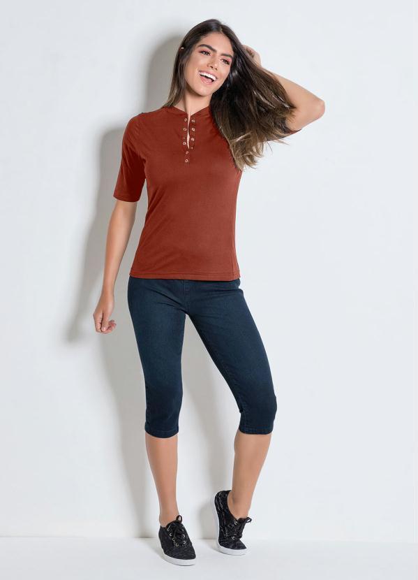 bonprix - Blusa Meia Manga com Peitilho Ferrugem 4