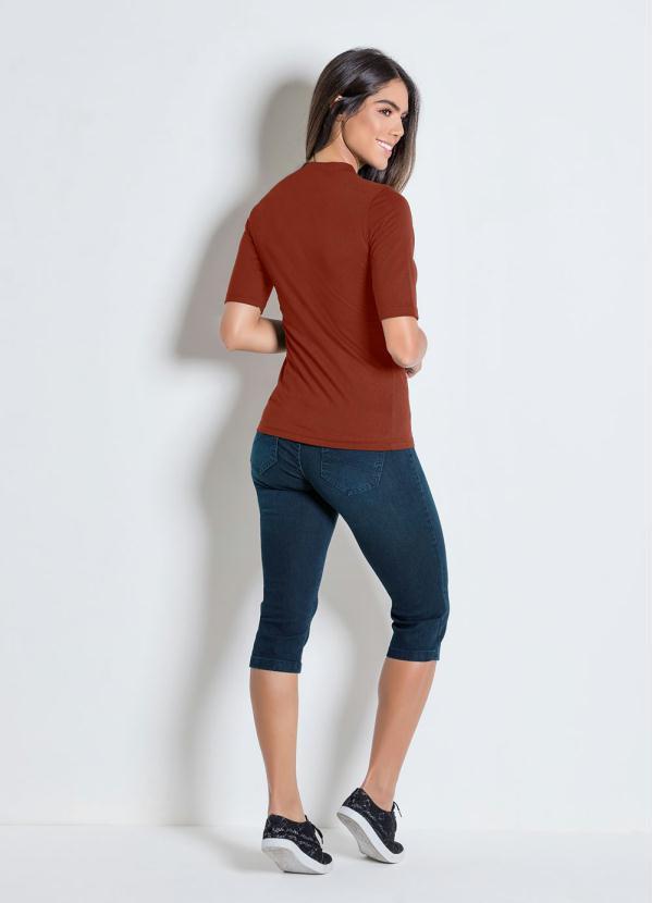bonprix - Blusa Meia Manga com Peitilho Ferrugem 3