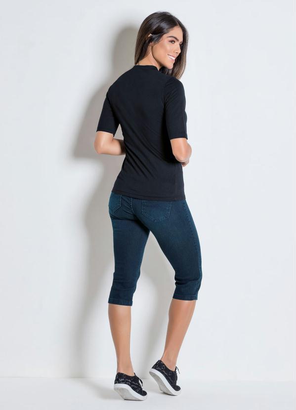 bonprix - Blusa Meia Manga com Peitilho Preta 3
