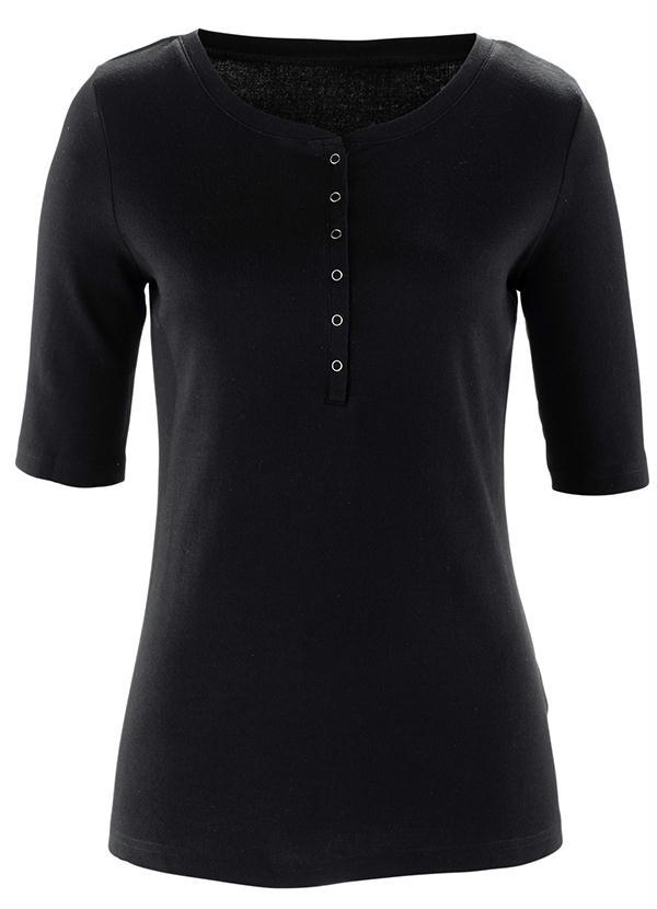 bonprix - Blusa Meia Manga com Peitilho Preta 4