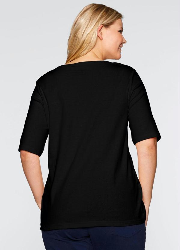 bonprix - Blusa Meia Manga com Peitilho Preta 6