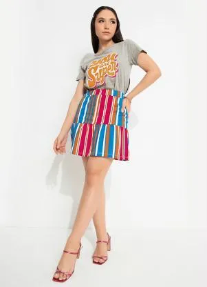 Moda Pop - Blusa Mescla com Estampa Frontal - MODA POP